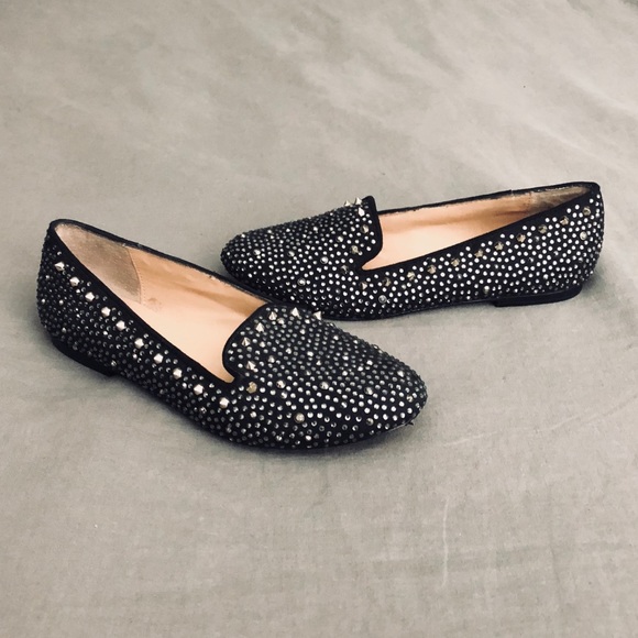 Steve Madden Shoes - Steve Madden Studded Flats/Loafers Black with Gold